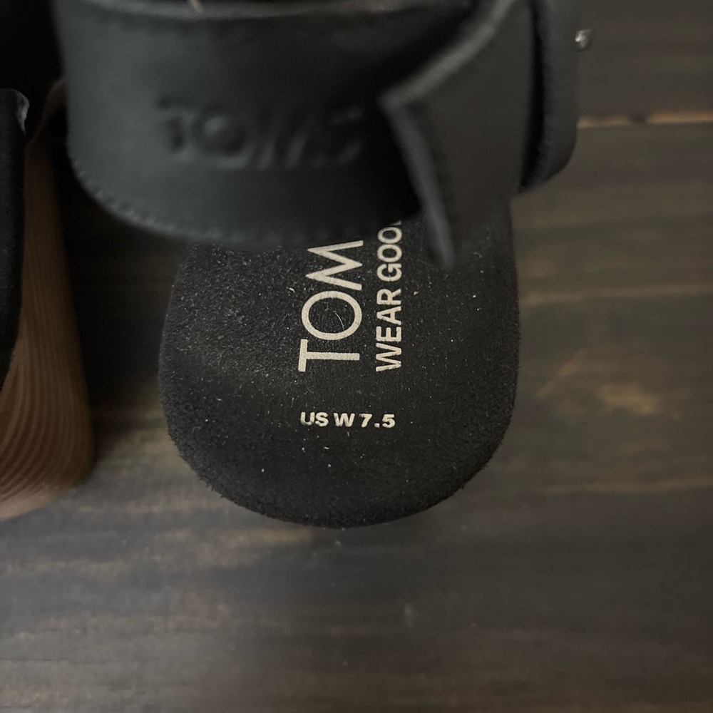 TOMS Women's Black Strappy Wedge Sandals - Picture 3 of 3